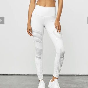 White High-Waist Moto Legging